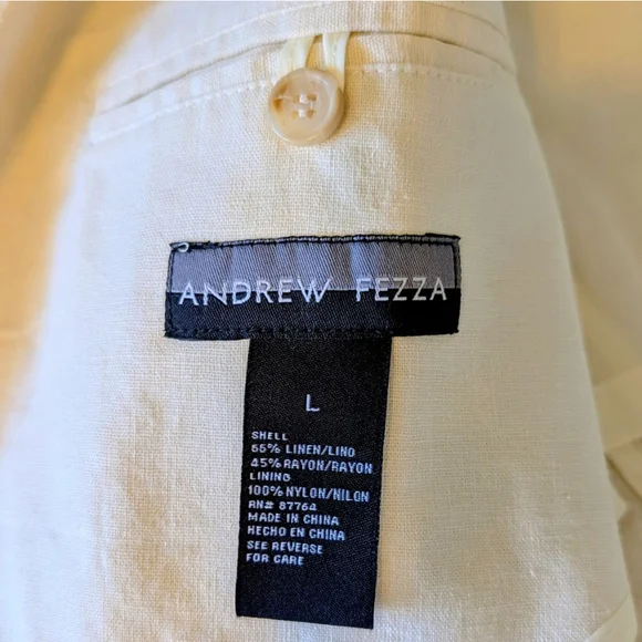 Andrew Fezza Linen Blend Blazer Cream Neutral Tailored Jacket Minimalist Coastal - Picture 13 of 15